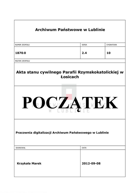 Obraz 1 z jednostki "Księga urodzeń, małżeństw i zgonów"