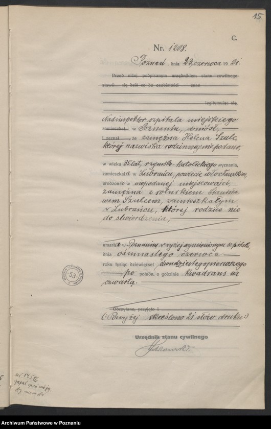 Obraz 17 z jednostki "Księga miejscowa zgonów tom III [Rejestr główny zgonów]"