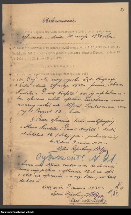 Obraz 15 z jednostki "Abram Hendeles i Dawid Nenfeld- handel towarem galanteryjnym"