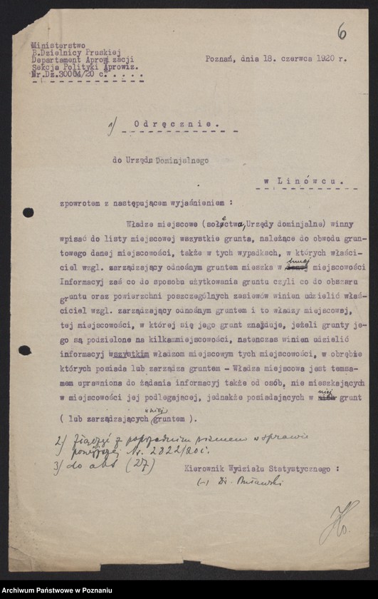 Obraz 8 z jednostki "[Rozporządzenia, pisma okólne i korespondencja w sprawie ewidencji zapasów zboża i statystyki zasiewów]"