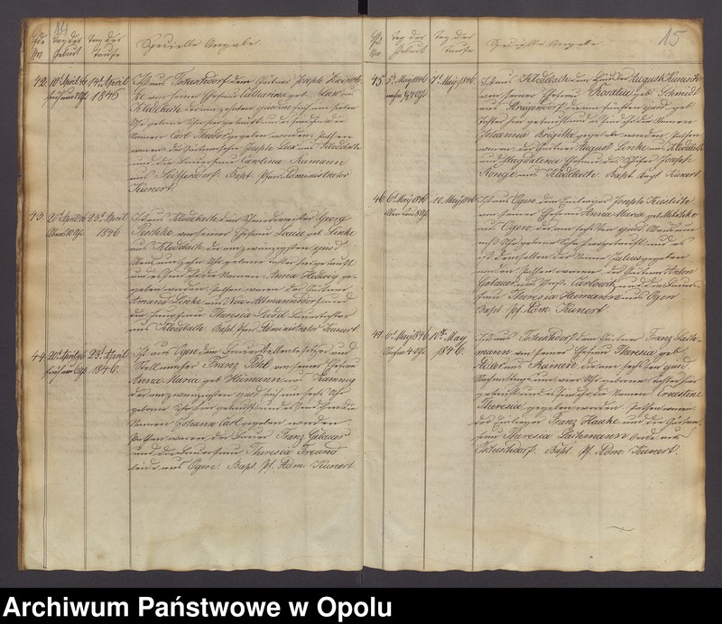 image.from.unit.number "Duplicat der in der katholischen Parochie Gross-Carlowitz Ottmachauer Archipresbyterats Grottkauer Kreises stattgefundenen Taufen, Traungen und Begräbnisse pro 1846"