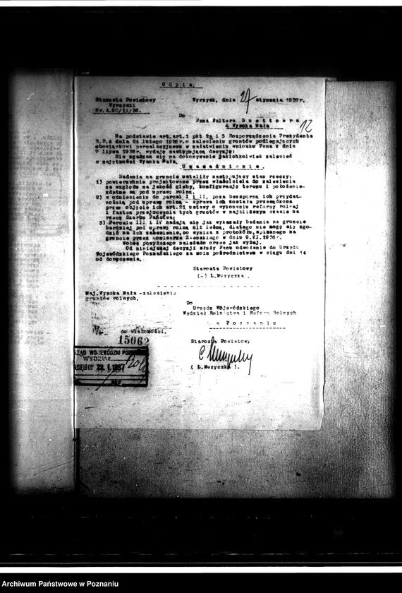 Obraz 16 z jednostki "Wyłączenie z art. 4 i 5 ustawy o wykonaniu reformy rolnej w powiecie wyrzyskim sprawy ogólne"