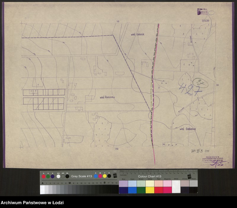 Obraz 1 z jednostki "Plan m. Łodzi 1:2000 z oznaczeniem podziału miasta na Obwody Komitetów Blok. Sekcja NW69"