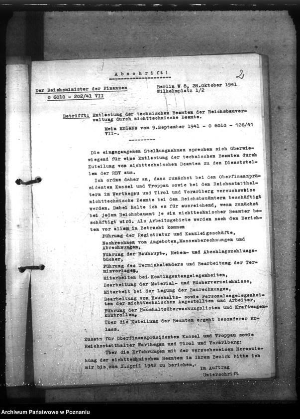 Obraz 6 z jednostki "Organisation der Reichsbauverwaltung. Geschäftsprüfung der Reichsbauämter"