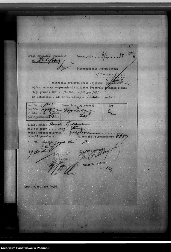 Obraz 7 z jednostki "Gorzelnia rolnicza w Buczu - hr. A. Szołdrskiej, pow. kościański nr woj. kotła 6609"