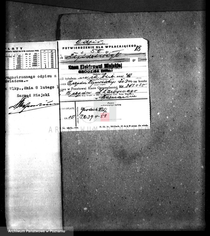 Obraz 20 z jednostki "Pozwolenie policyjno-techniczne na budowę zespołu ssąco-gaz. 125 KM z prądnicą prądu stał. 2 x 115 wolt w elektrowni miejskiej Grodzisk Wlkp., pow. nowotomyski"