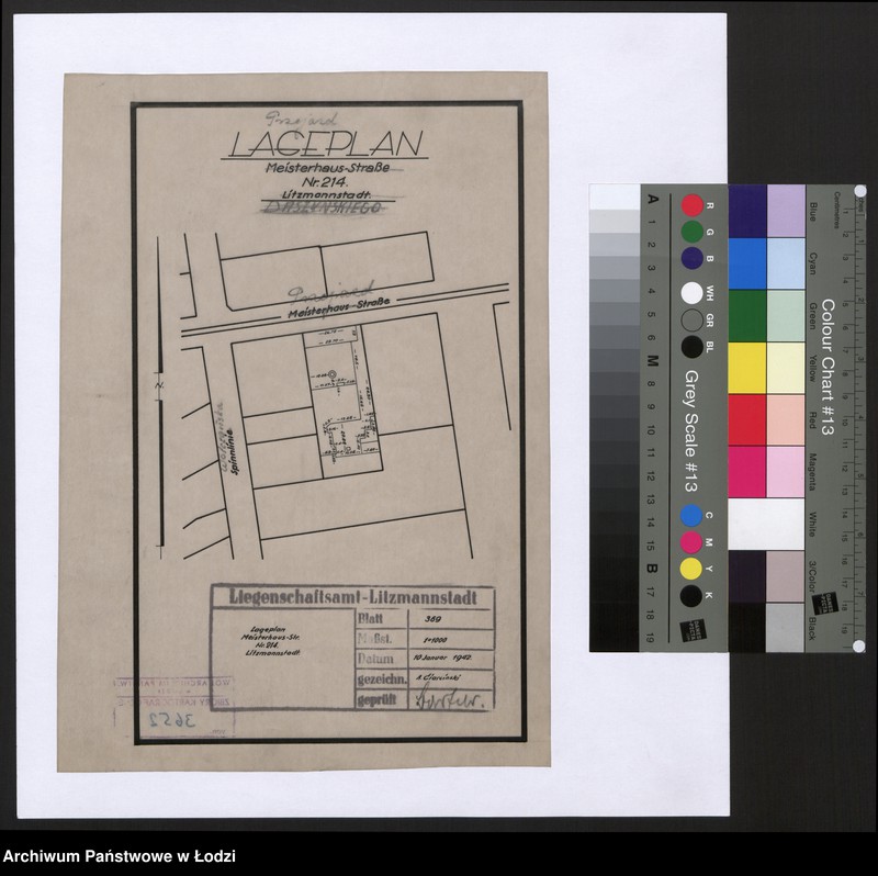 Obraz 1 z jednostki "Lageplan Meisterhaus-Straße Nr 214 Litzmannstadt"
