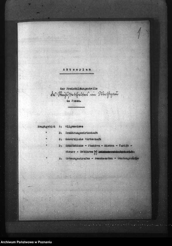 Obraz 5 z jednostki "Aktenplan der - Preisbildungsstelle"