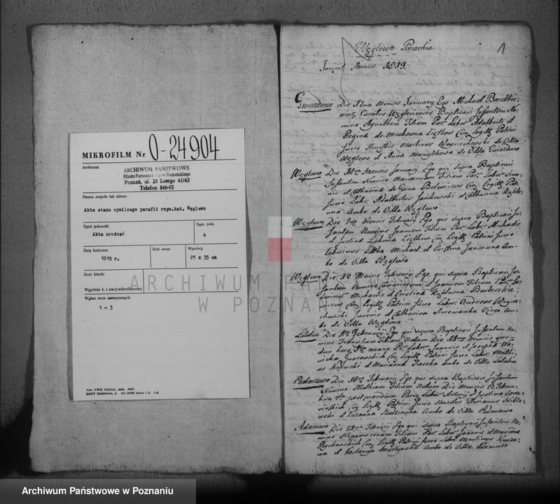 image.from.team "Akta stanu cywilnego Parafii Rzymskokatolickiej Węglewo (pow. poznański)"