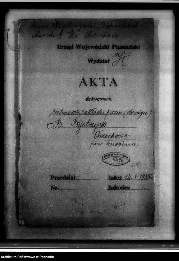 Obraz 4 z jednostki "Zatwierdzenie zakładu przemysłowego /urządzenia dźwigu/ Bystrzyckiego w Orzechowie Zjednoczone Fabryki Przeróbki Drzewa"