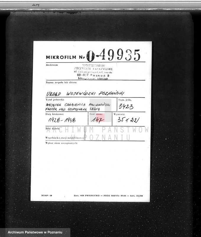 Obraz 2 z jednostki "Majątek Grabienice powiat koniński /nadzór nad gospodarką leśną/"