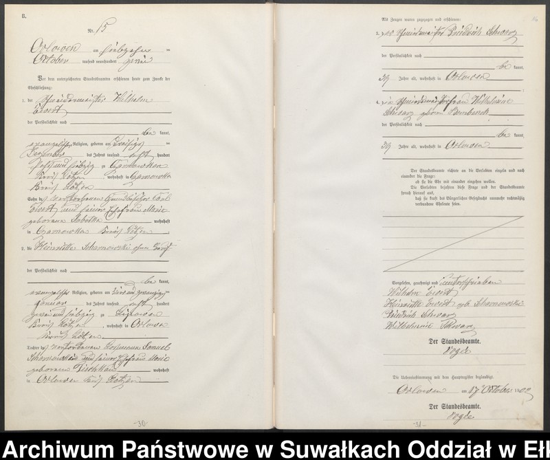 image.from.unit.number "Heiraths-Neben-Register des Preussischen Standes-Amtes Orlowen Kreis Lötzen"