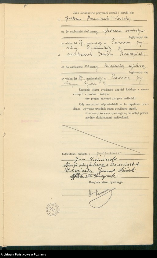 Obraz 16 z jednostki "Księga miejscowa małżeństw tom I [Rejestr główny małżeństw]"