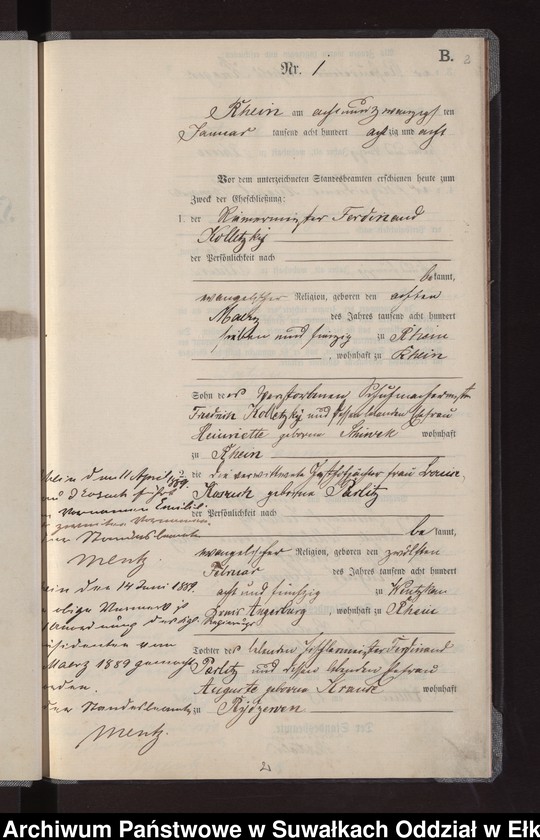 image.from.unit.number "Heiraths-Neben-Register des Preussischen Standes-Amtes Rhein Kreis Loetzen"