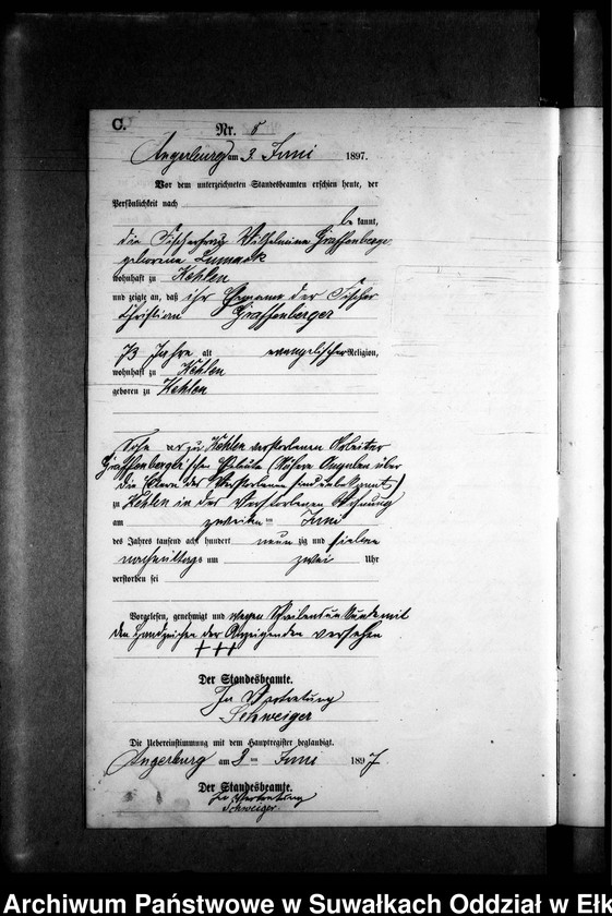 image.from.unit.number "Sterbe-Neben-Register des Preussischen Standes-Amtes Kehlen Kreis Angerburg"