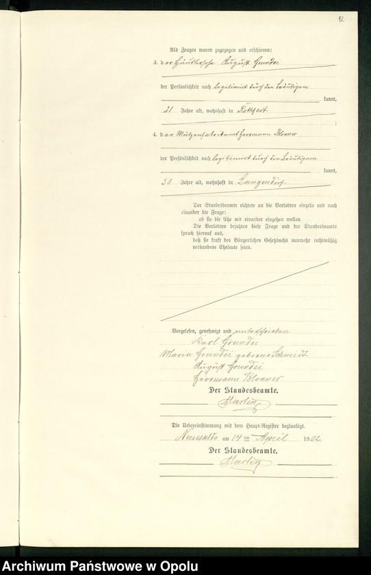 Obraz 16 z jednostki "Heiraths-Neben-Register des Standesamts Altewalde pro 1902"