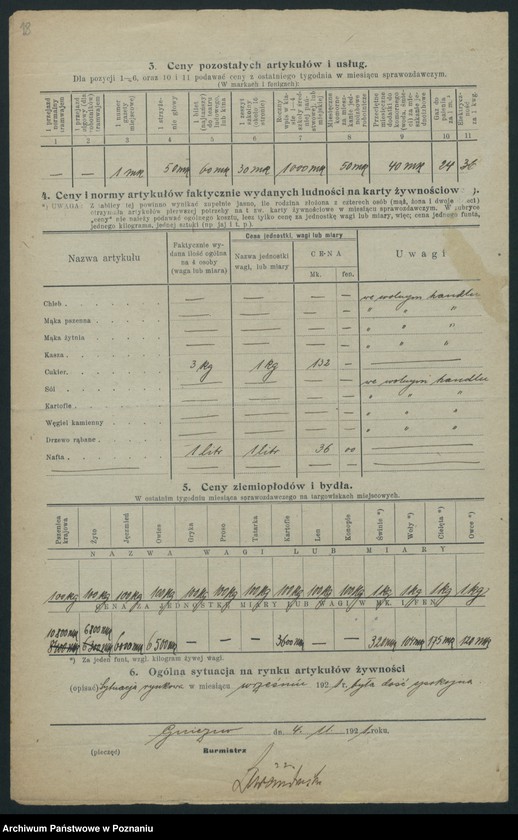 Obraz 16 z jednostki "[Wykazy cen z września 1921 roku w miastach województwa poznańskiego i pomorskiego]"
