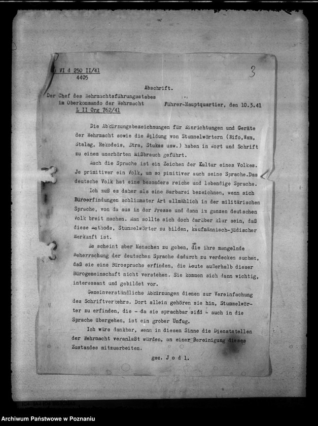 Obraz 7 z jednostki "Unterbringung der Behörden. Einrichtung der Dienststrafkammer. Förderrung des Baues von Baracken. Organisation des Gestapo."