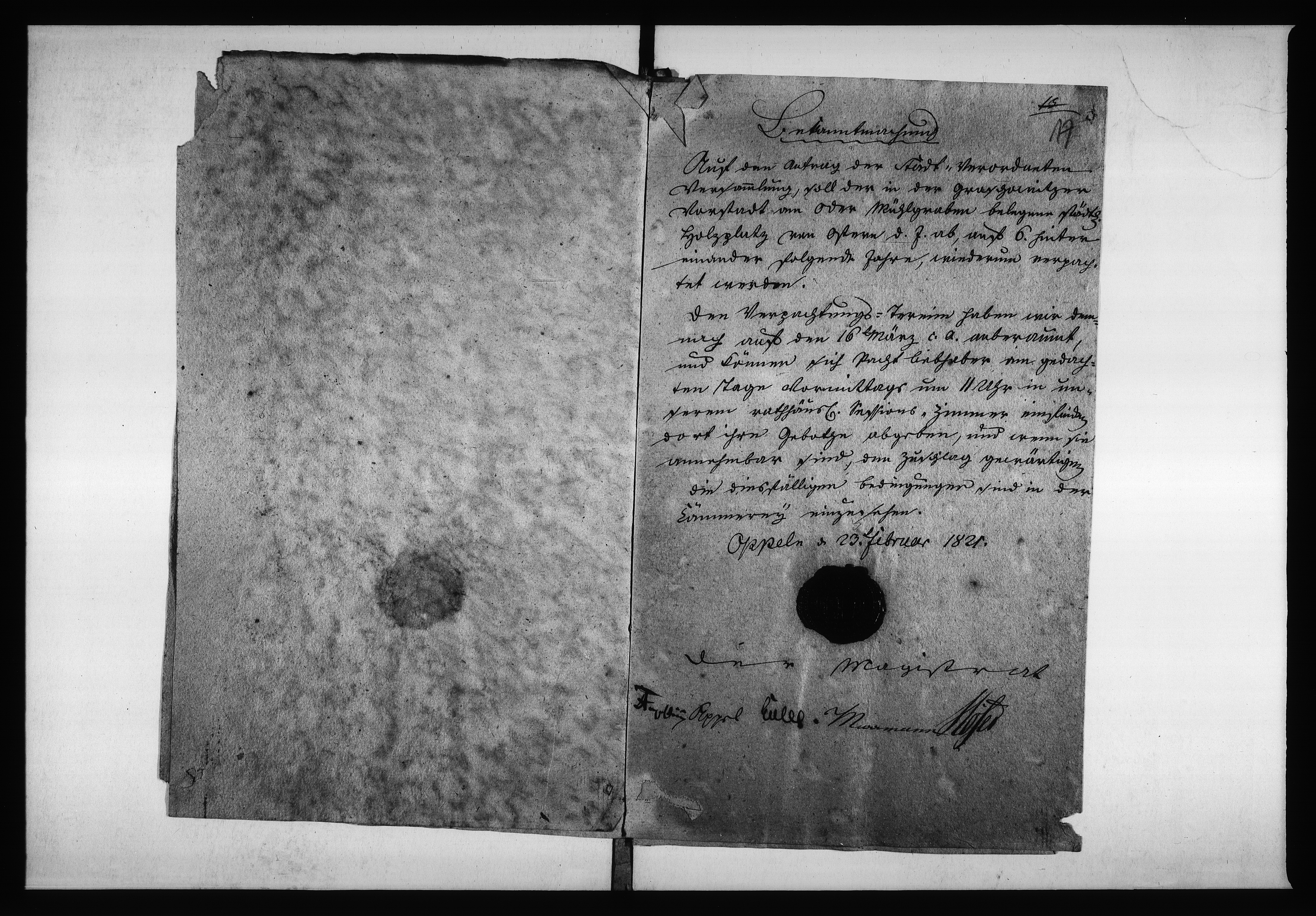 Obraz 19 z jednostki "Acta von Verpachtung des Städtischen Holtz-Platzes resp: Abladeplätze Vol: I de anno 1820"