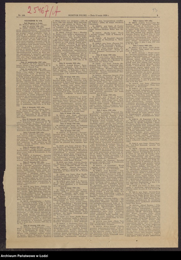 Obraz 15 z jednostki "Uszer Chemia Kozłowski, Fiszel Kozłowski, Mojsze Józef Kozłowski- sprzedaż szmat i odpadków"