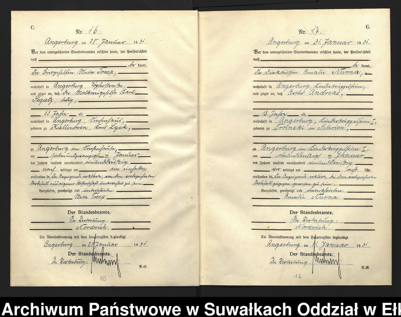 image.from.unit.number "C2. Sterbe - Register (Neben - Register) Standesamt Angerburg Ostpr. einschl. der Standesamtsbezirk Gross Strengeln, Kehlen und Prinowen"