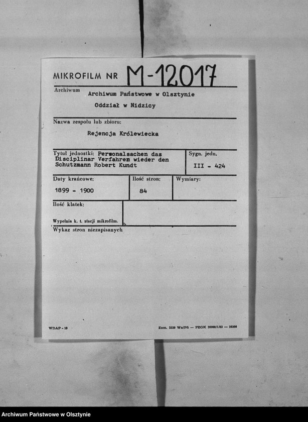 image.from.unit.number "Disciplinar Verfahren wieder den Schutzmann Robert Kundt"