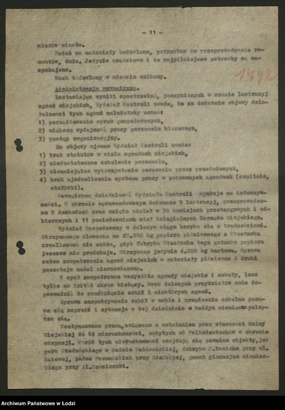 Obraz 15 z jednostki "Zarząd Miejski w Łodzi-sprawozdania, [protokoły z posiedzeń Wojewódzkiej Komisji Odbudowy, konferencji w sprawie połączenia WKOS i MKOS] [i załączniki]"