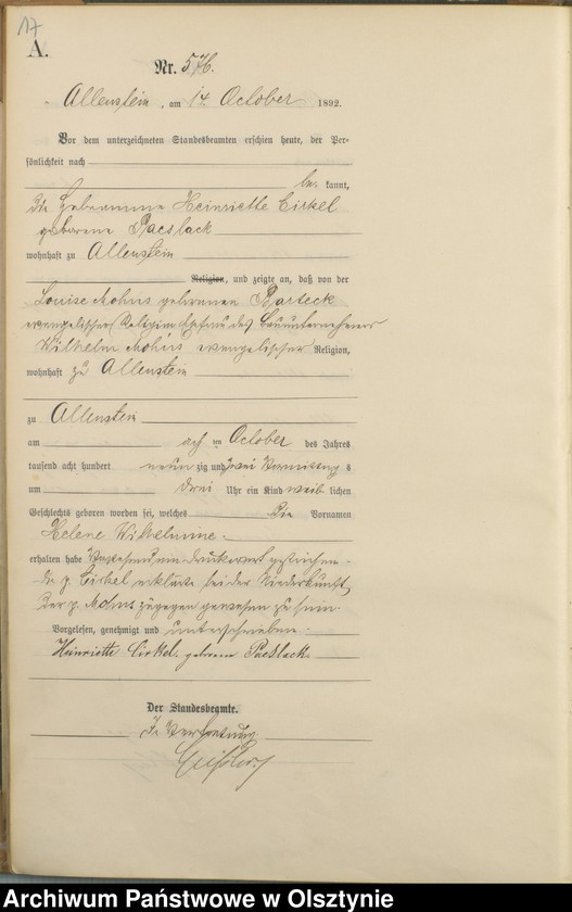 image.from.unit.number "Geburts-Haupt-Register Tom III,Nr 561 - 751"