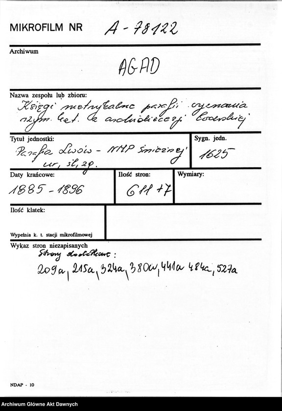image.from.unit.number "Parafia: Lwów, parafia NMP Śnieżnej. Dekanat: Lwów. Księga metrykalna urodzeń, ślubów i zgonów dla całej parafii."