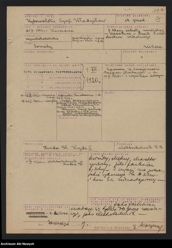 image.from.unit.number "Szeregowi Policji Państwowej zatrudnionych w Wydziale III Komendy Głównej Policji Państwowej, cz. II. Opinie."