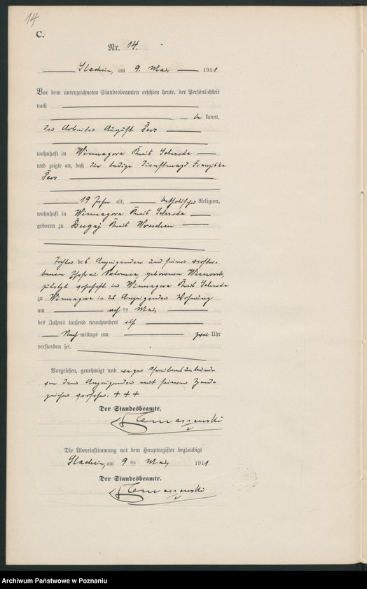 Obraz 17 z jednostki "Sterbe-Neben-Register"