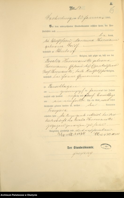 image.from.unit.number "Geburts-Haupt-Register Nr 1 - 205"