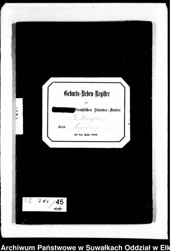 image.from.unit.number "Geburts-Neben-Register des Preussischen Standes-Amtes Gr. Strengeln Kreis Angerburg"