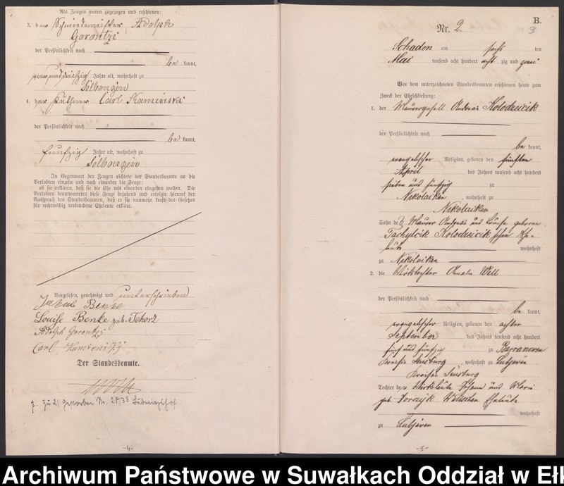 image.from.unit.number "Heiraths-Haupt-Register des Königlich Preussischen Standes-Amtes Schaden Kreis Sensburg"