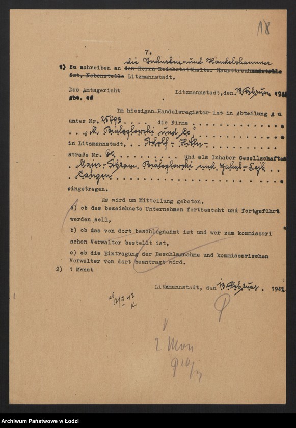 Obraz 20 z jednostki "Majer Abram Białogłowski, Jakub Lejb Caugen- wyrób i sprzedaż manufaktury"