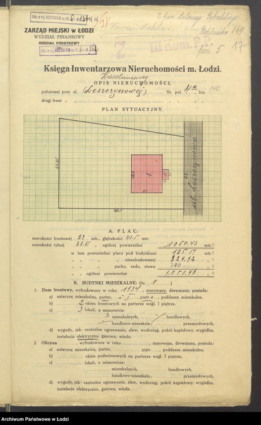 image.from.unit.number "Księga inwentarzowa nieruchomości m. Łodzi ul. Leszczynowa"