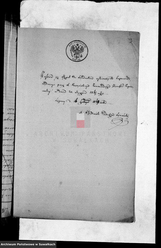 image.from.unit.number "Dowody posługujące do zawartych i spisanych aktów małżeństw przed Urzędnikiem Stanu Cywilnego Parafii Rzym.- katolickiej Lejpuńskiej w 1867 roku"