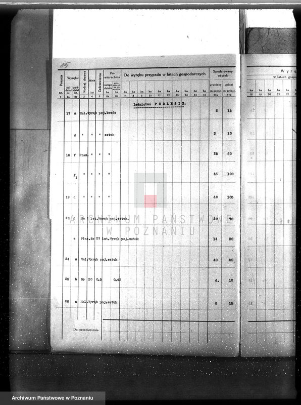 image.from.unit.number "Plan urządzenia gospodarstwa leśnego dla lasu ordynacji Obrzycko"