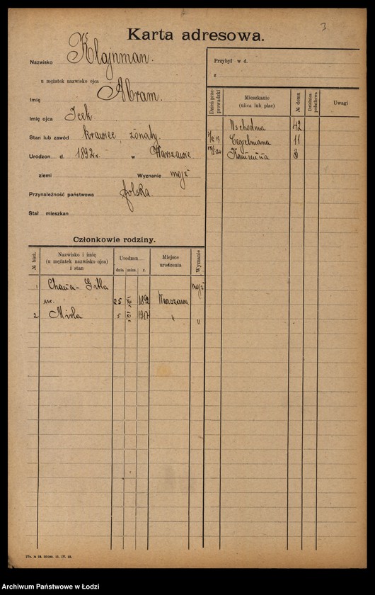 Obraz 5 z jednostki "[Spis ludności Łodzi] Klajnman - Klarman"