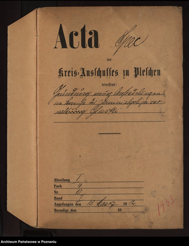 image.from.unit "Acta specjalia betreffen Gründung neuer Ansiedelungen im Bereiche der Dominialpolizeiverwaltung Gluski"