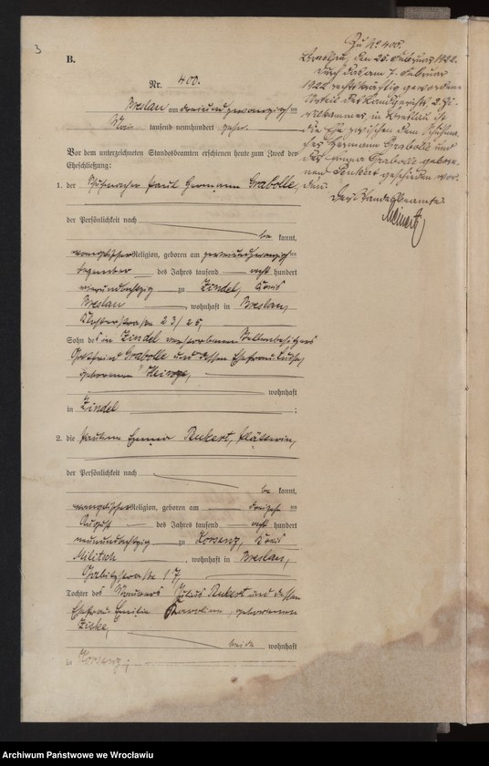 image.from.unit.number "Heiraths-Haupt-Register Breslau II 1910 Band 3"