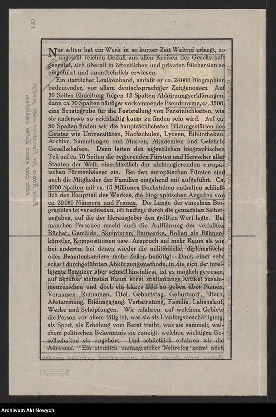 image.from.unit.number "Artykuły słowników biograficznych i encyklopedii. Korespondencja dla ustalenia danych biograficznych I. J. Paderewskiego"