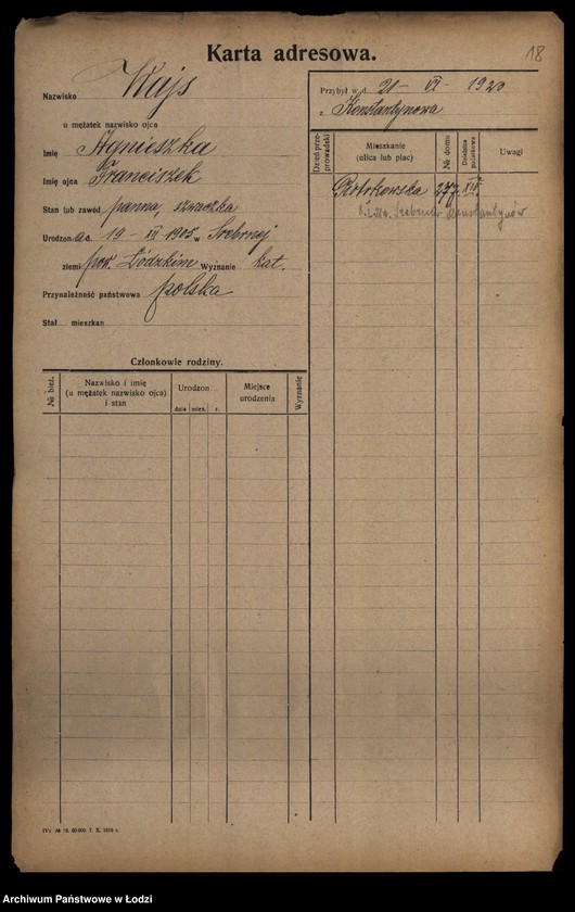 Obraz 20 z jednostki "[Spis ludności Łodzi] Wajs - Wajsbard"