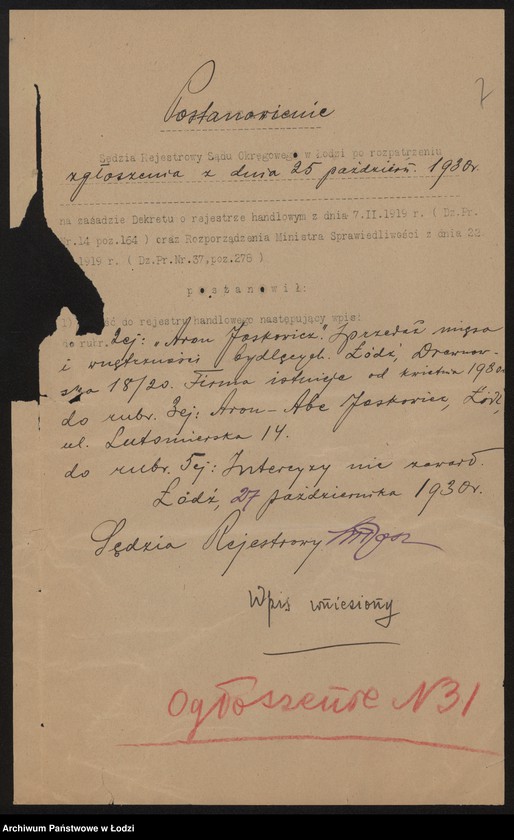 Obraz 10 z jednostki "Aron Joskowicz- sprzedaż mięsa i wnętrzności bydlęcych"