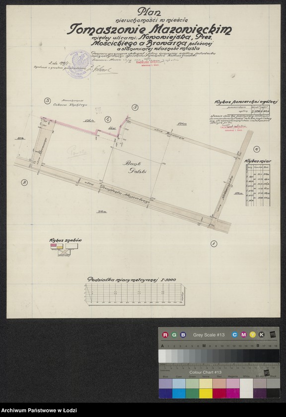 Obraz 1 z jednostki "Plan nieruchomości w mieście Tomaszowie Mazowieckim między ulicami: Nowomiejską, Prezydenta Mościckiego a Browarną położonej a stanowiącej własność miasta"