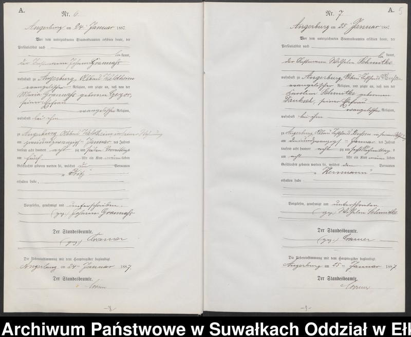 image.from.unit.number "Geburts-Neben-Register des Preussischen Standes-Amtes der Stadt Angerburg Kreis Angerburg"