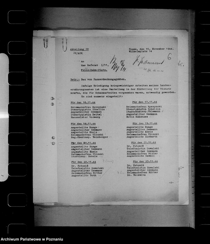 Obraz 10 z jednostki "Skierowywanie pracowników urzędu namiestnika do prac przy kopaniu rowów przeciwczołgowych"