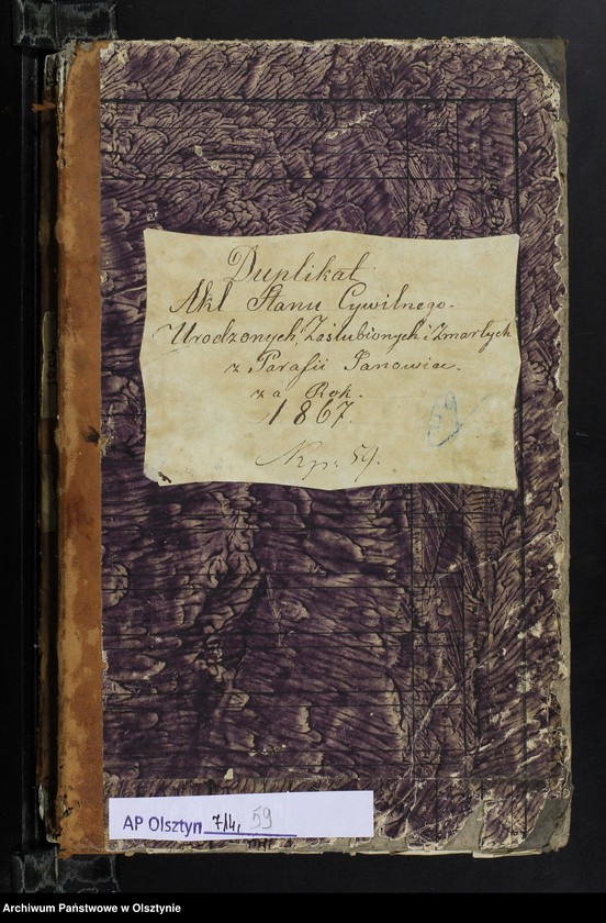 image.from.unit.number "Duplikat Akt Stanu Cywilnego Urodzonych, Zaślubionych i Zmarłych z Parafii Janowiec za Rok 1867"