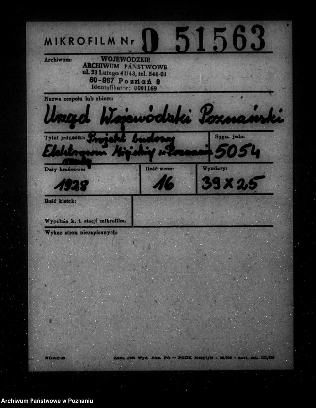 Obraz 2 z jednostki "Projekt budowy Elektrowni Miejskiej w Poznaniu rzuty"