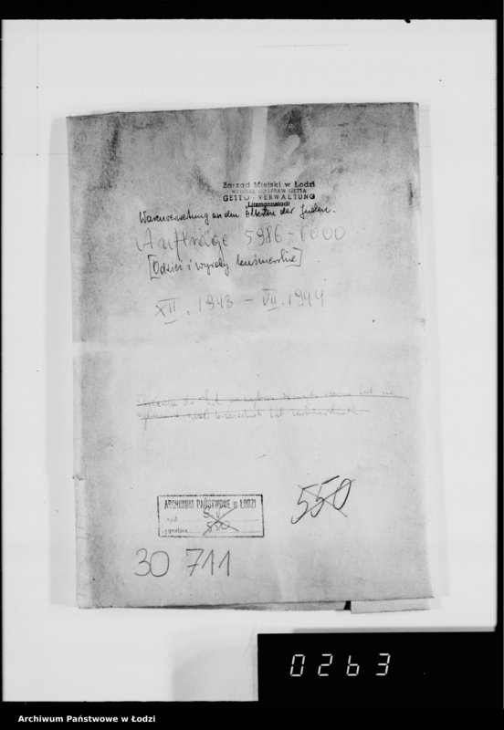 Obraz 4 z jednostki "Warenverwertung an den Ältesten der Juden Aufträge 5986-6000. [Odzież i wyroby kuśnierskie]"